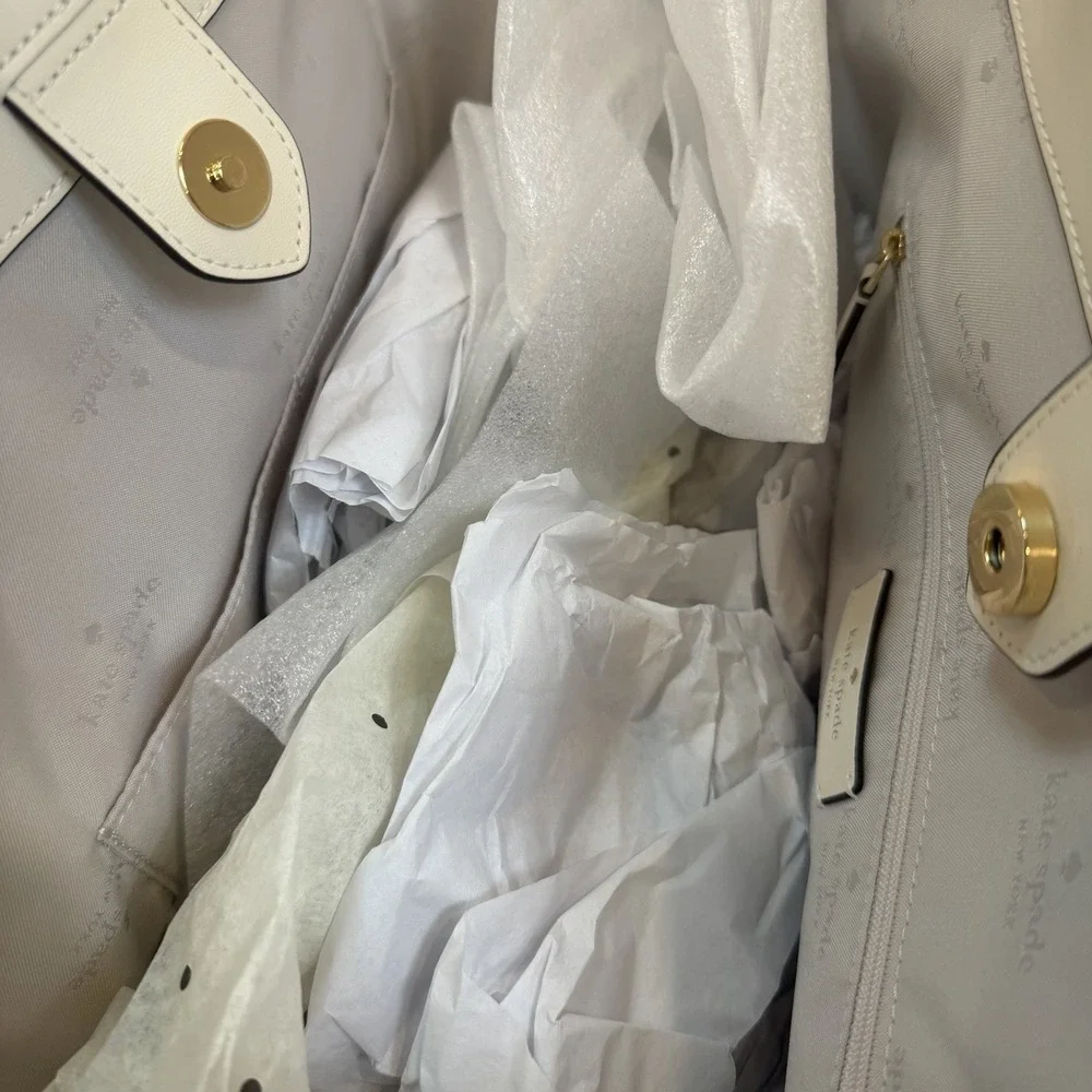 NWT Kate Spade KN624 Cece Pebbled Leather Large Tote Set In Meringue BEIGE - Picture 13 of 13